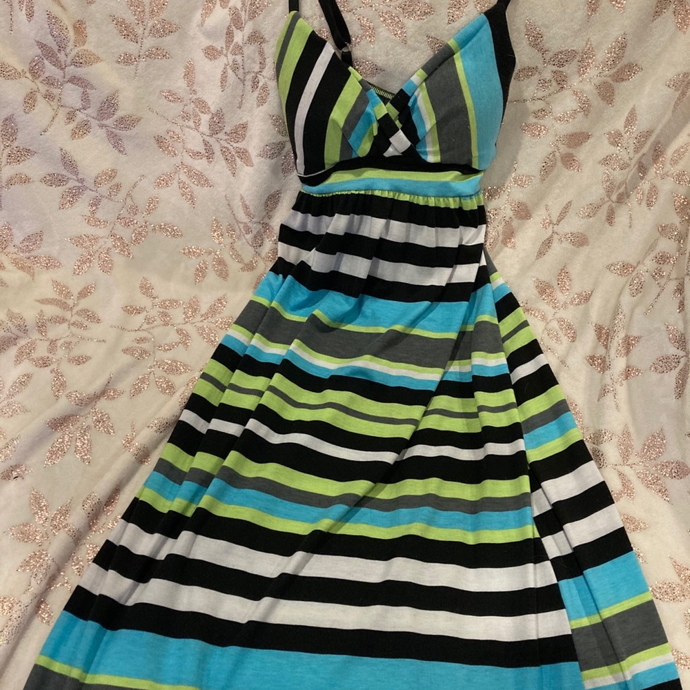 Floor length, striped maxi dress